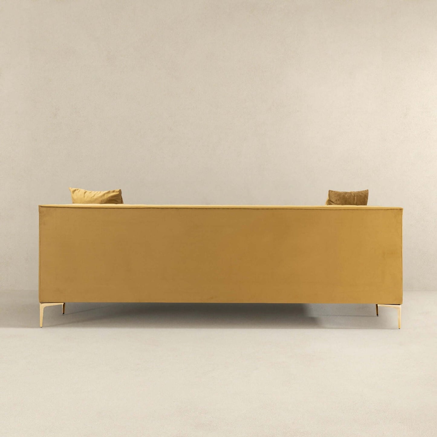 Angelina 84" Mid-Century Modern  Mustard Velvet Tufted Sofa