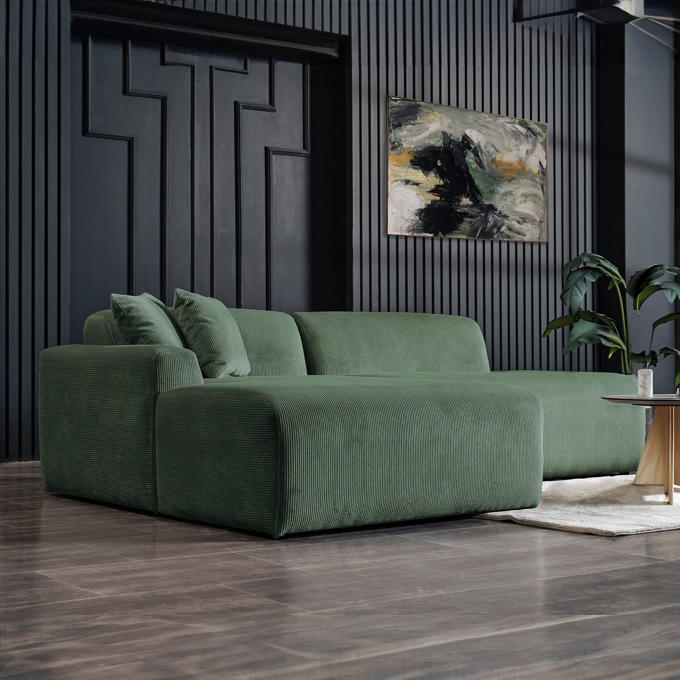 Mar Green LAF Sectional Corduroy Sofa