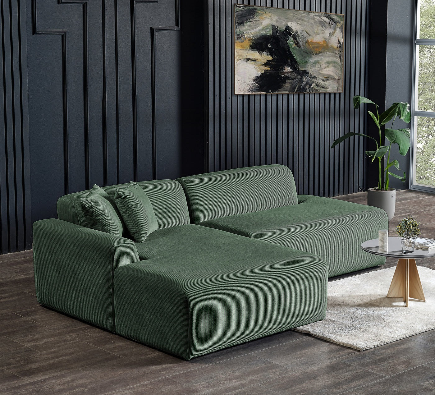 Mar Green LAF Sectional Corduroy Sofa