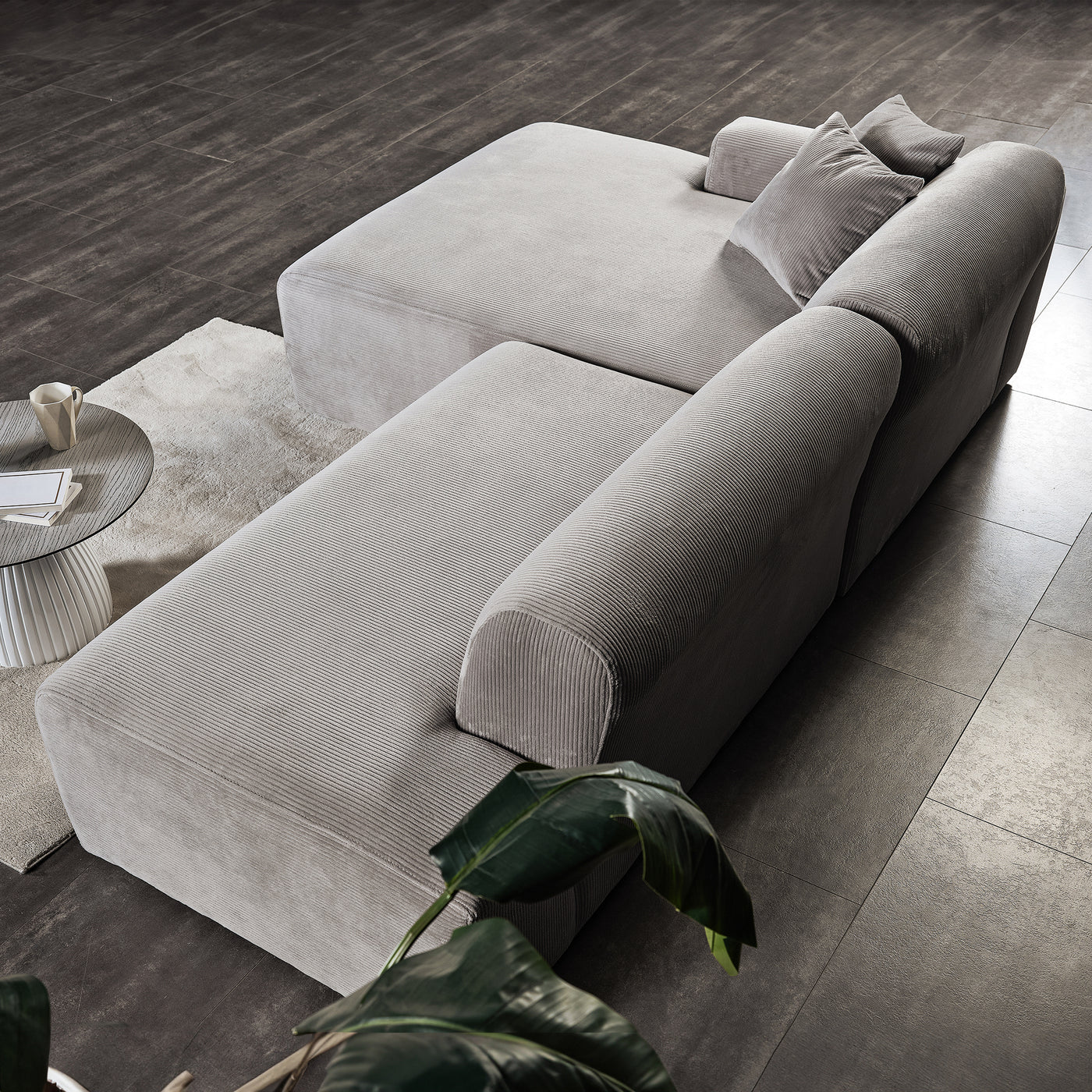 Mar Grey LAF/RAF Sectional Corduroy Sofa