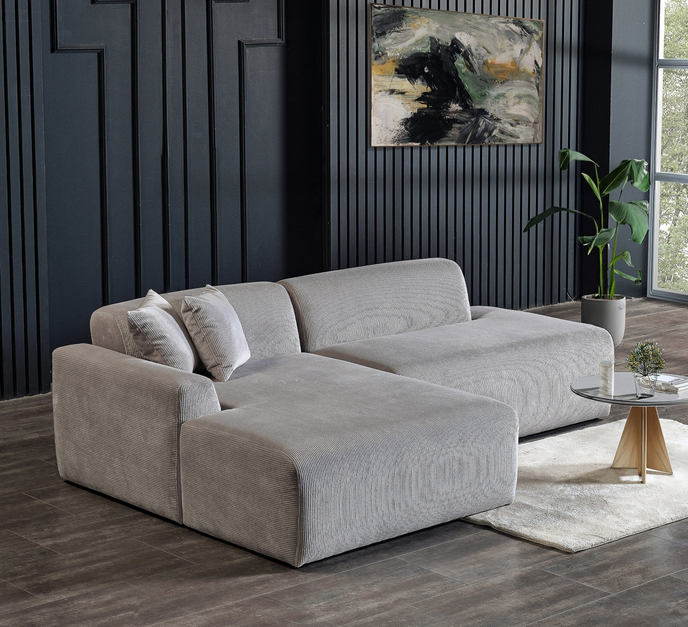 Mar Grey LAF/RAF Sectional Corduroy Sofa