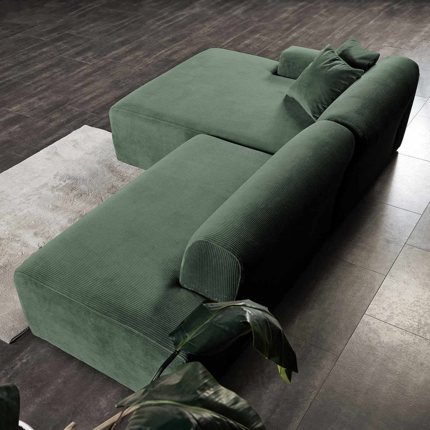 Mar Green LAF Sectional Corduroy Sofa