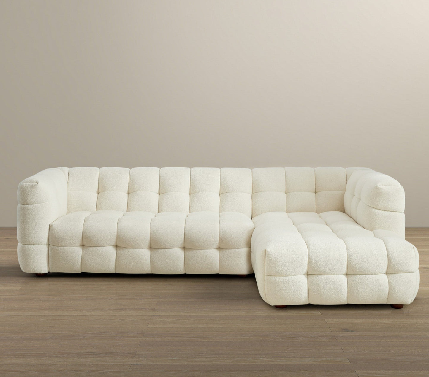 Morrison 140" Right Sectional Sofa Cream Boucle