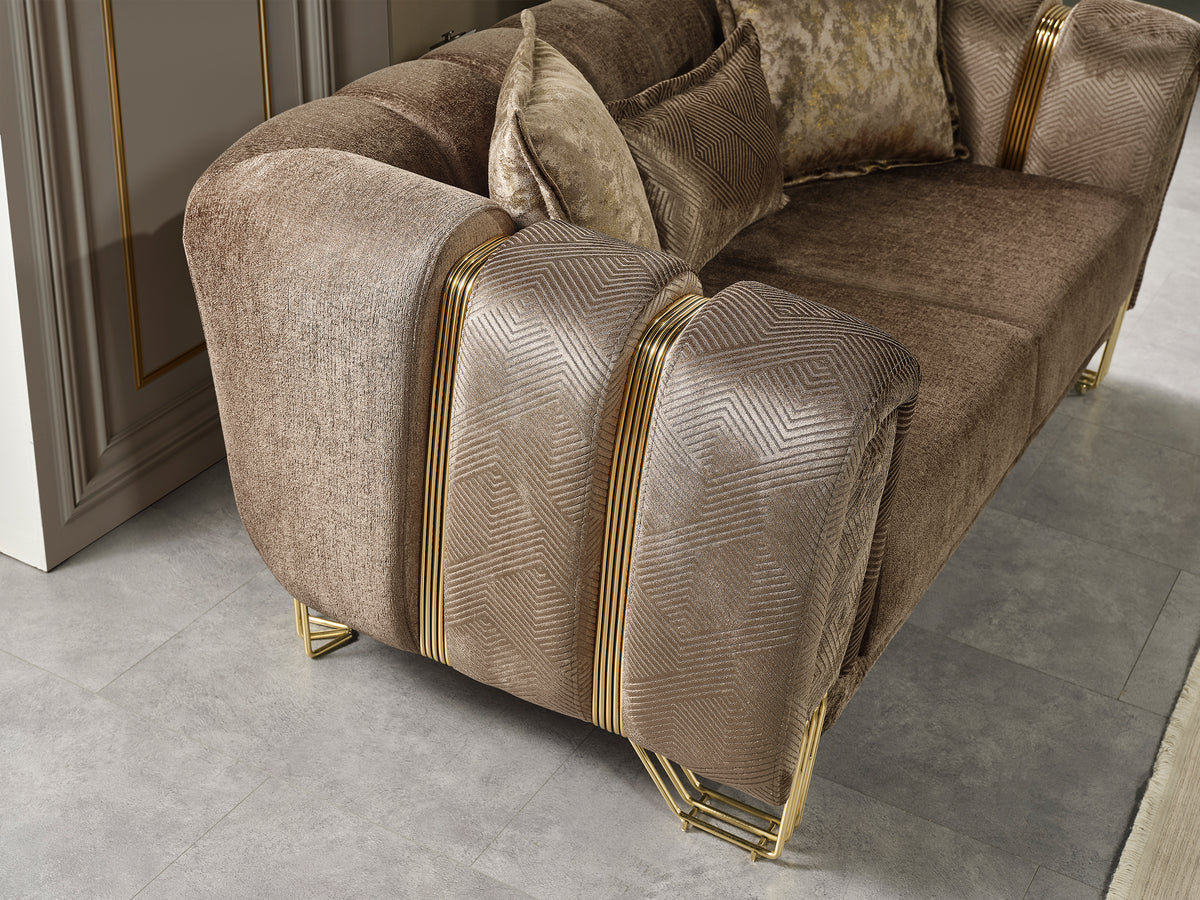Santana Coffee Velvet Living Room Set