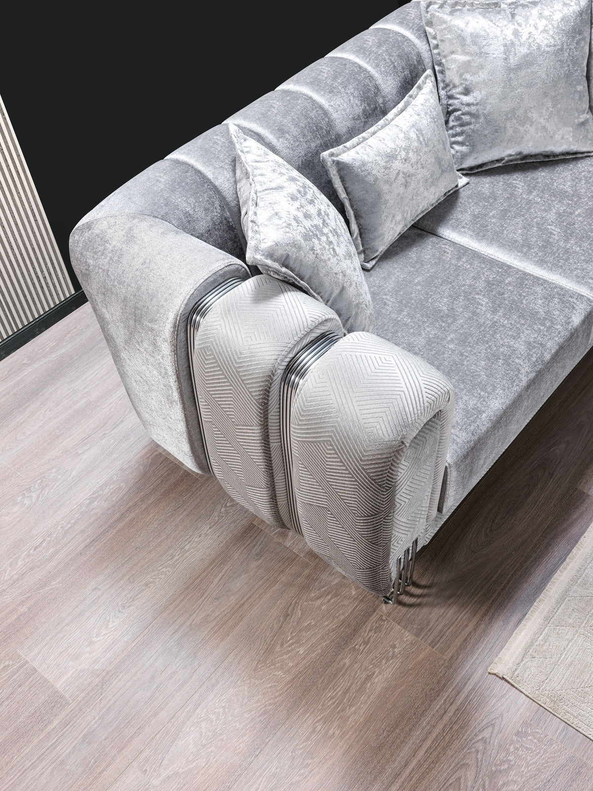 Santana Silver Velvet Living Room Set