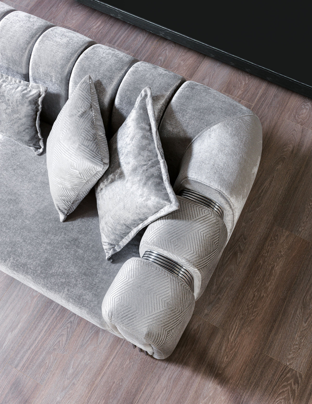 Santana Silver Velvet Living Room Set