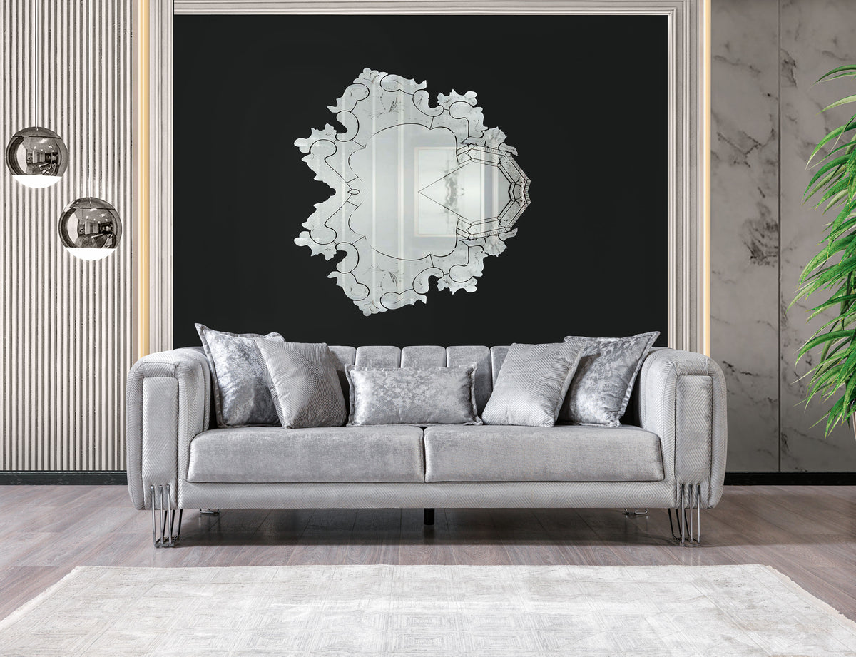 Santana Silver Velvet Living Room Set