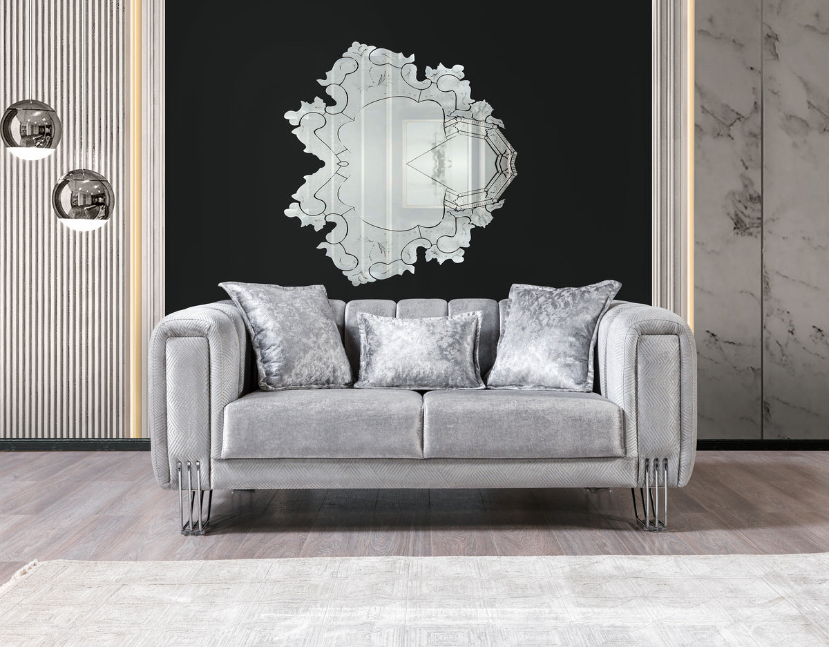 Santana Silver Velvet Living Room Set