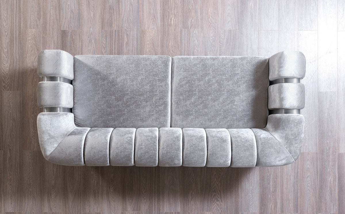 Santana Silver Velvet Living Room Set