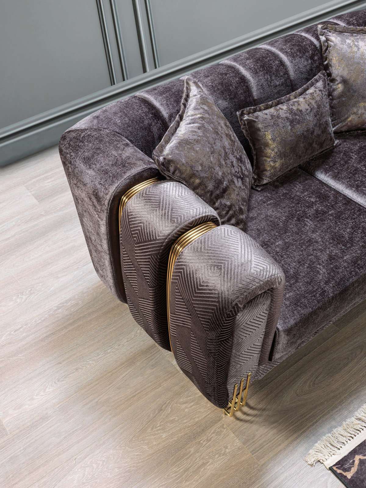Santana Smoke Velvet Living Room Set