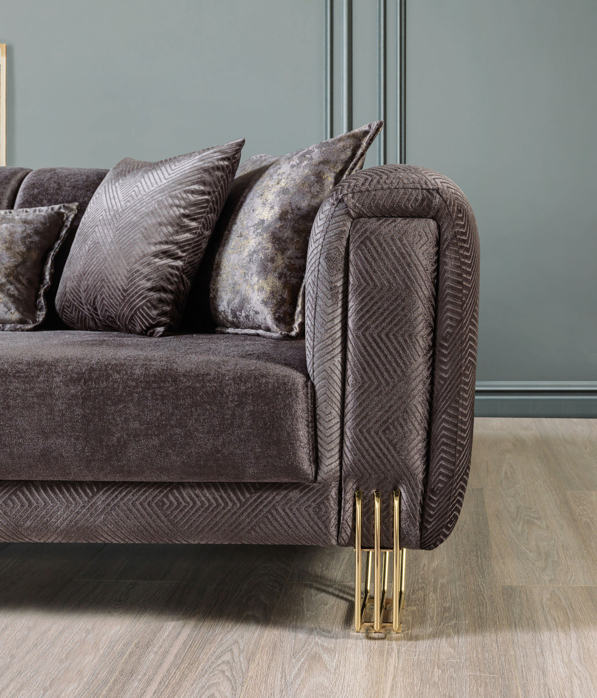 Santana Smoke Velvet Living Room Set