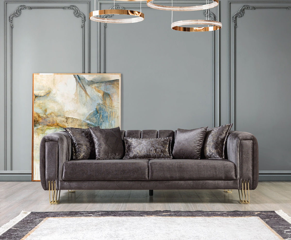 Santana Smoke Velvet Living Room Set