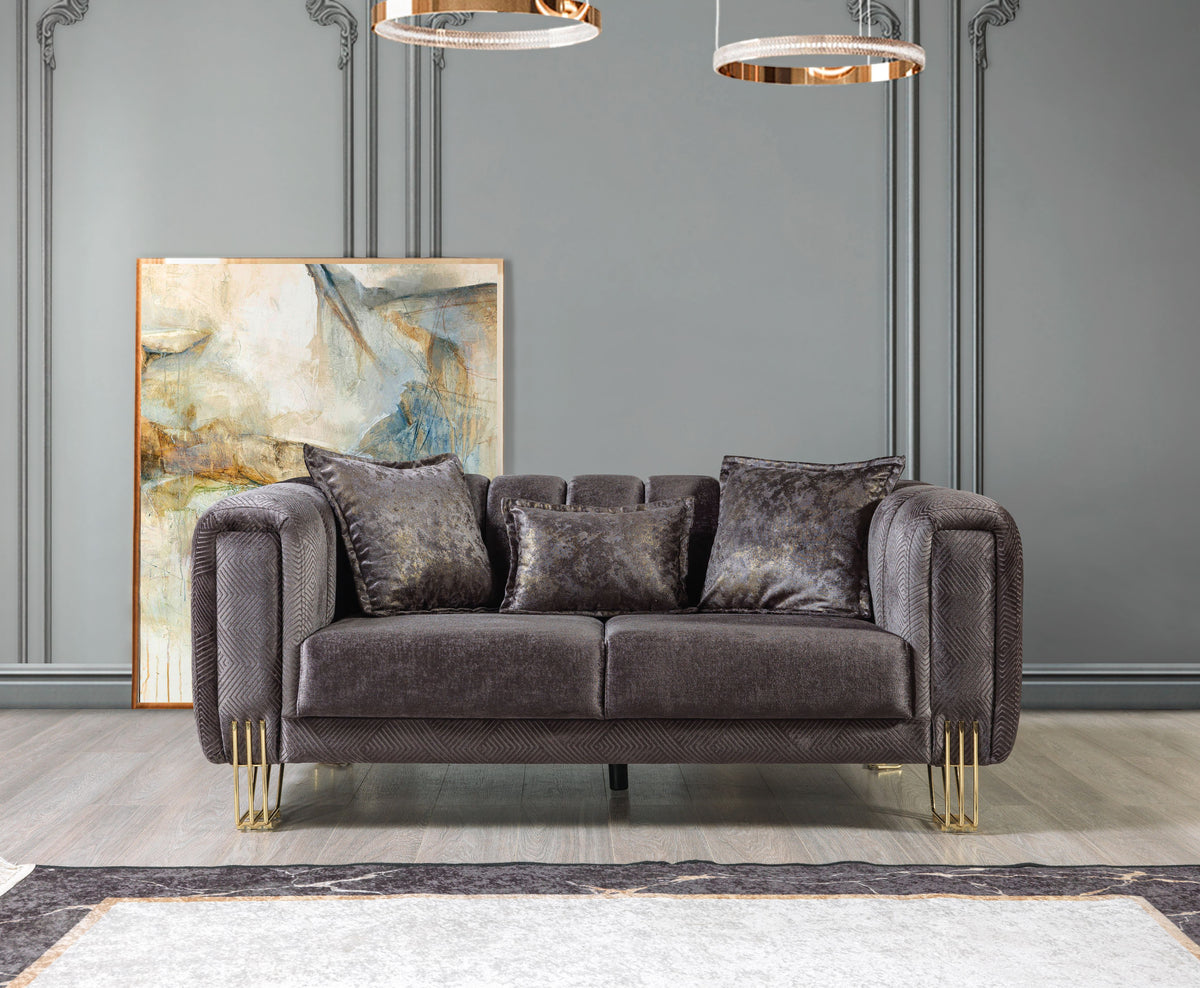 Santana Smoke Velvet Living Room Set