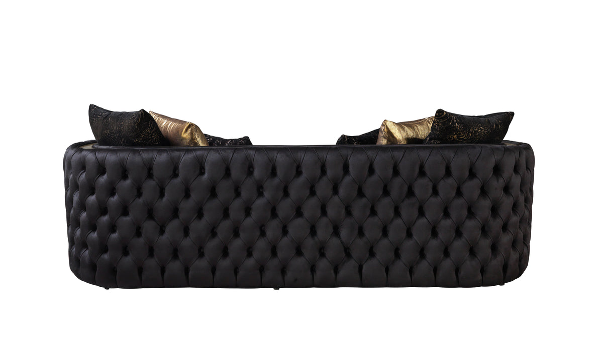 Fanci Black Velvet Living Room Set