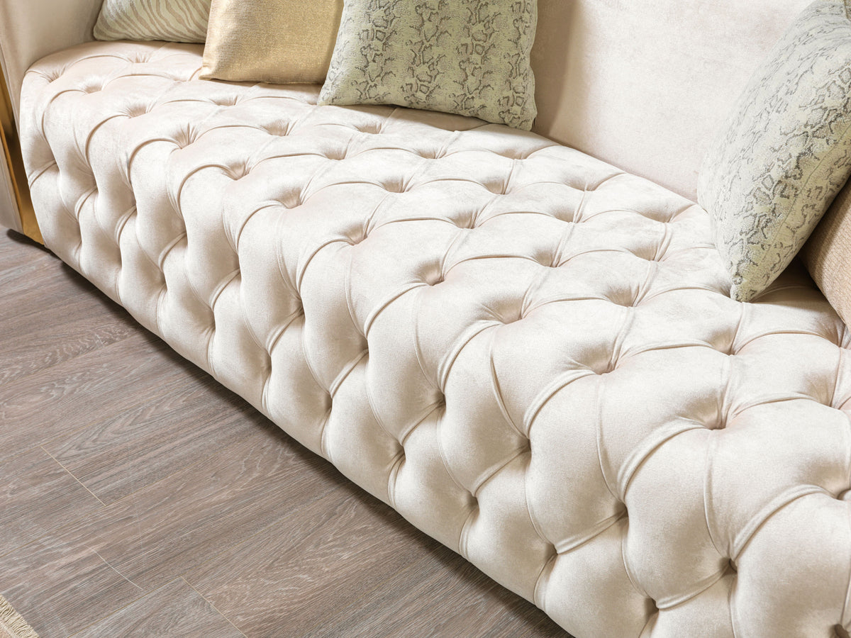 Fanci Ivory Velvet Living Room Set