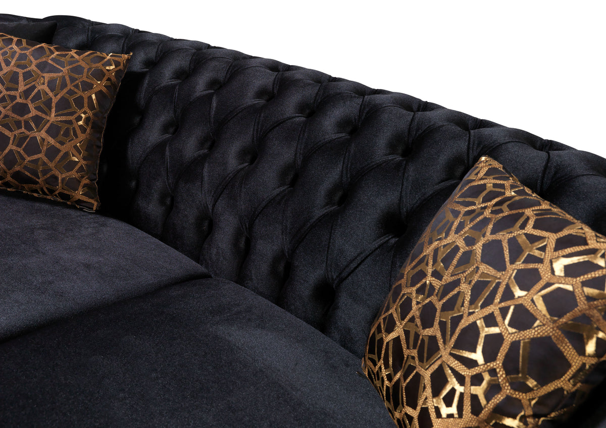 Victoria Black Velvet Living Room Set