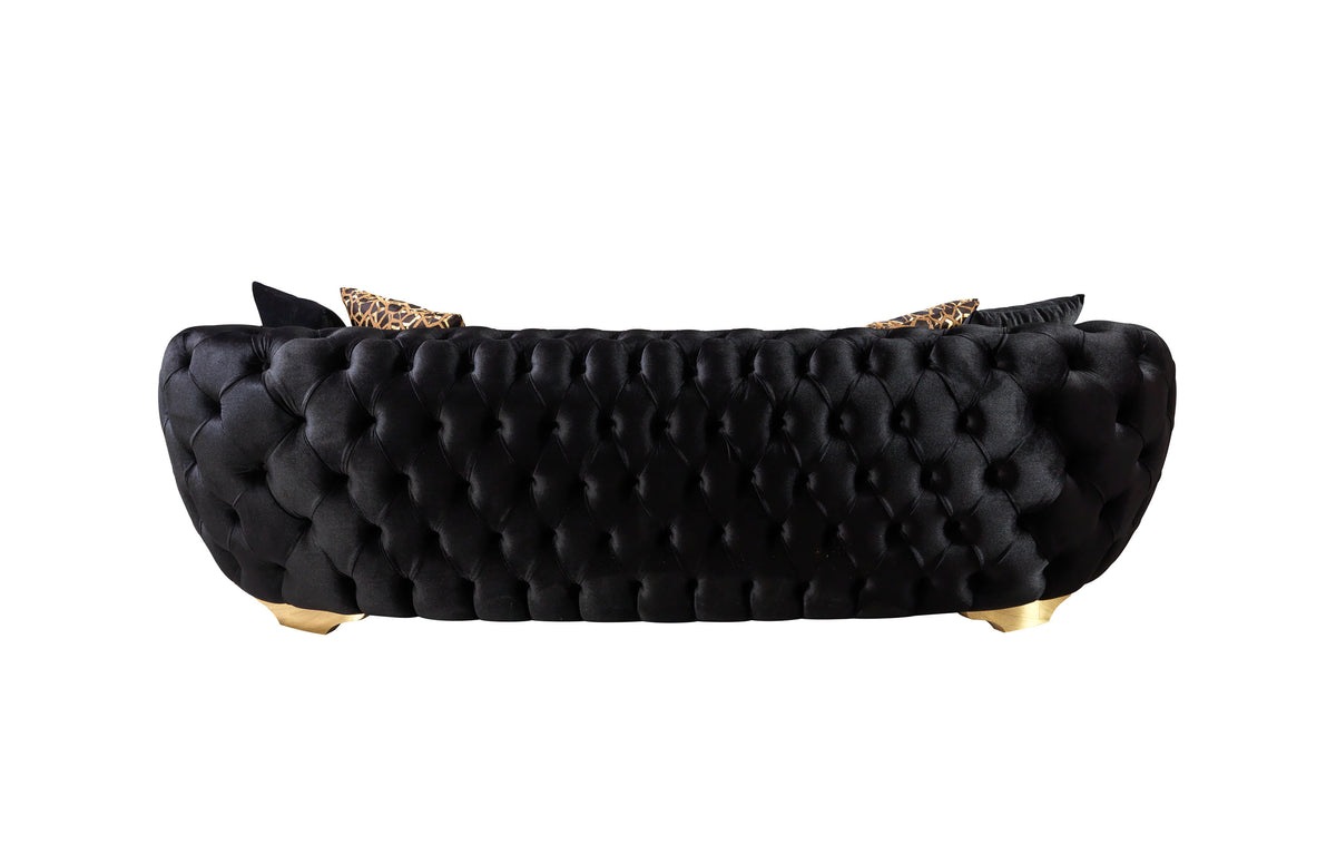 Victoria Black Velvet Living Room Set