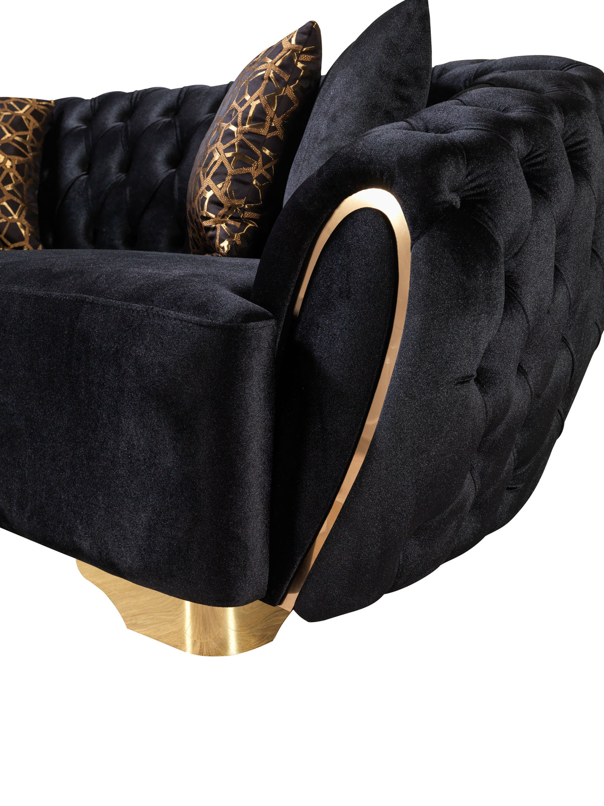 Victoria Black Velvet Living Room Set