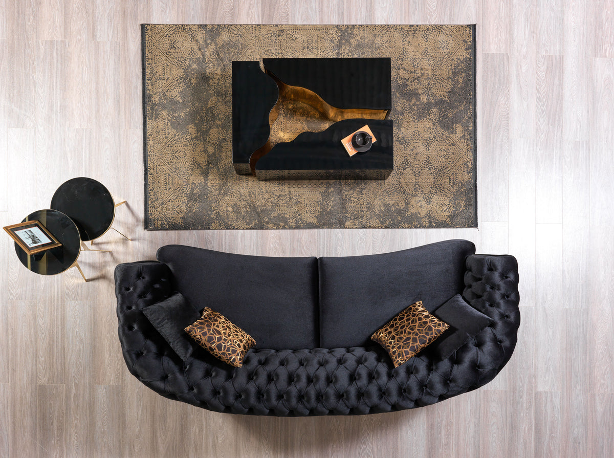 Victoria Black Velvet Living Room Set