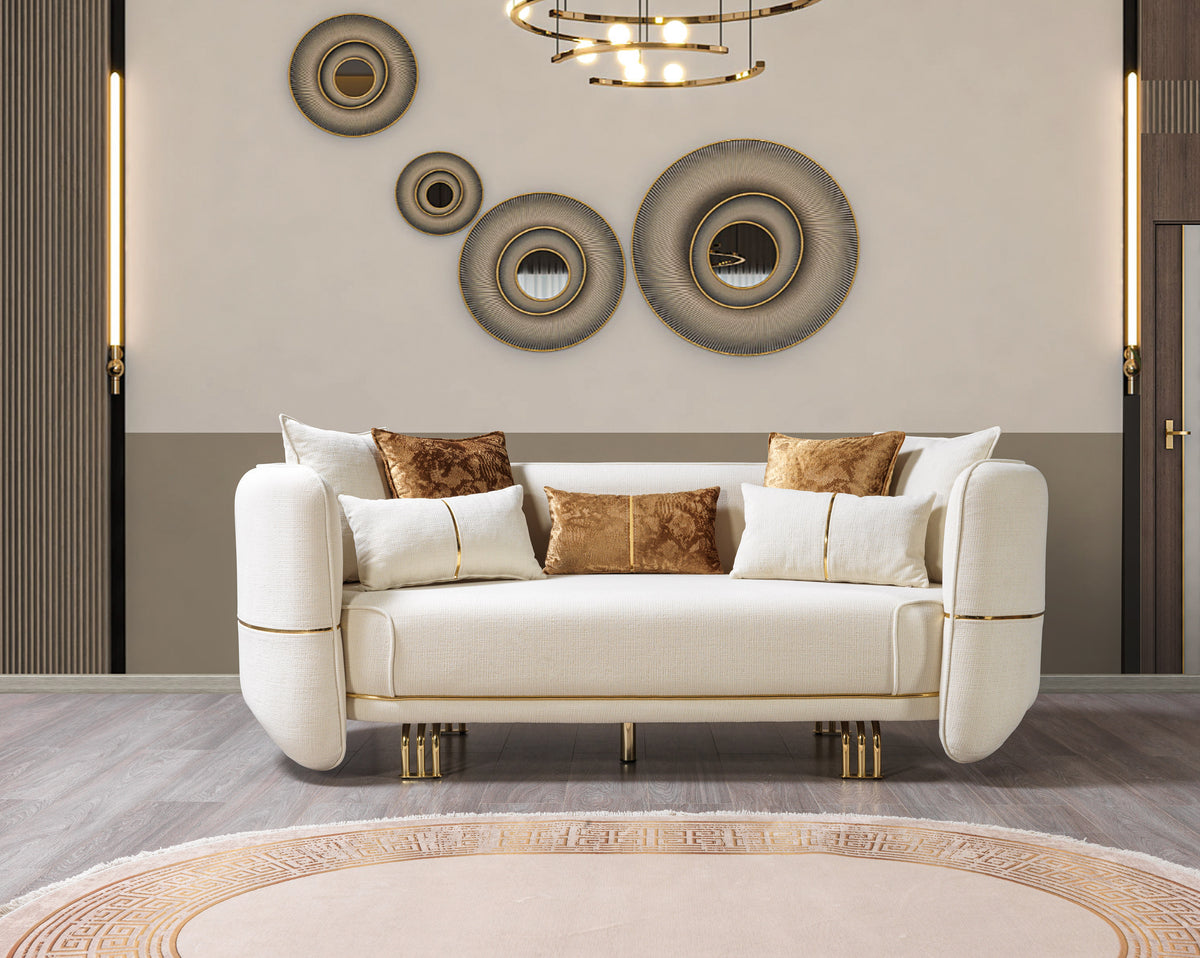Helena Ivory Velvet Living Room Set