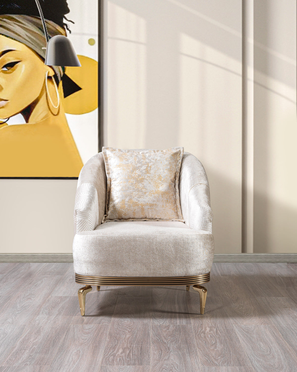 Santana Ivory Velvet Living Room Set