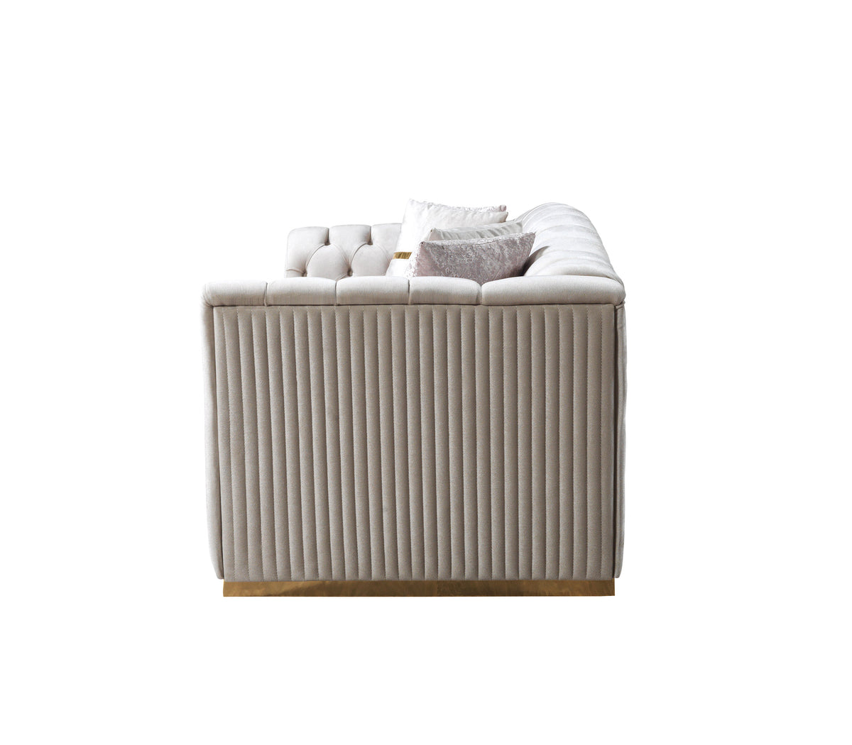 Milena Ivory/Gold Velvet Living Room Set
