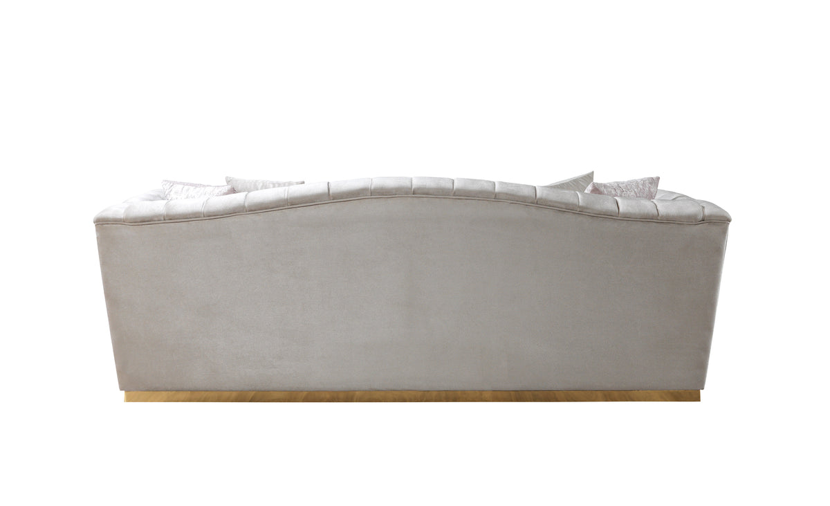Milena Ivory/Gold Velvet Living Room Set