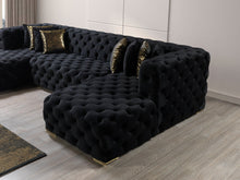 Load image into Gallery viewer, Neva Black Velvet Double Chaise Sectional