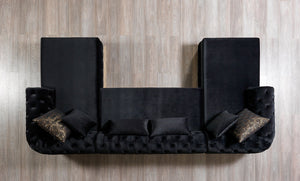 Jessie Velvet Black Double Chaise Sectional
