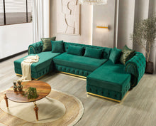 Load image into Gallery viewer, Jessie Velvet Green Double Chaise Sectional