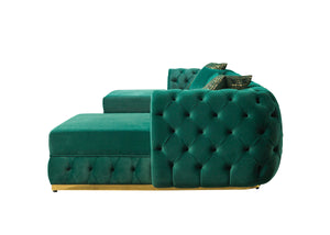 Jessie Velvet Green Double Chaise Sectional