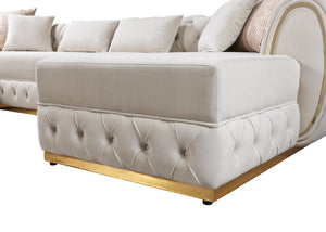 Jessie Velvet Ivory Double Chaise Sectional