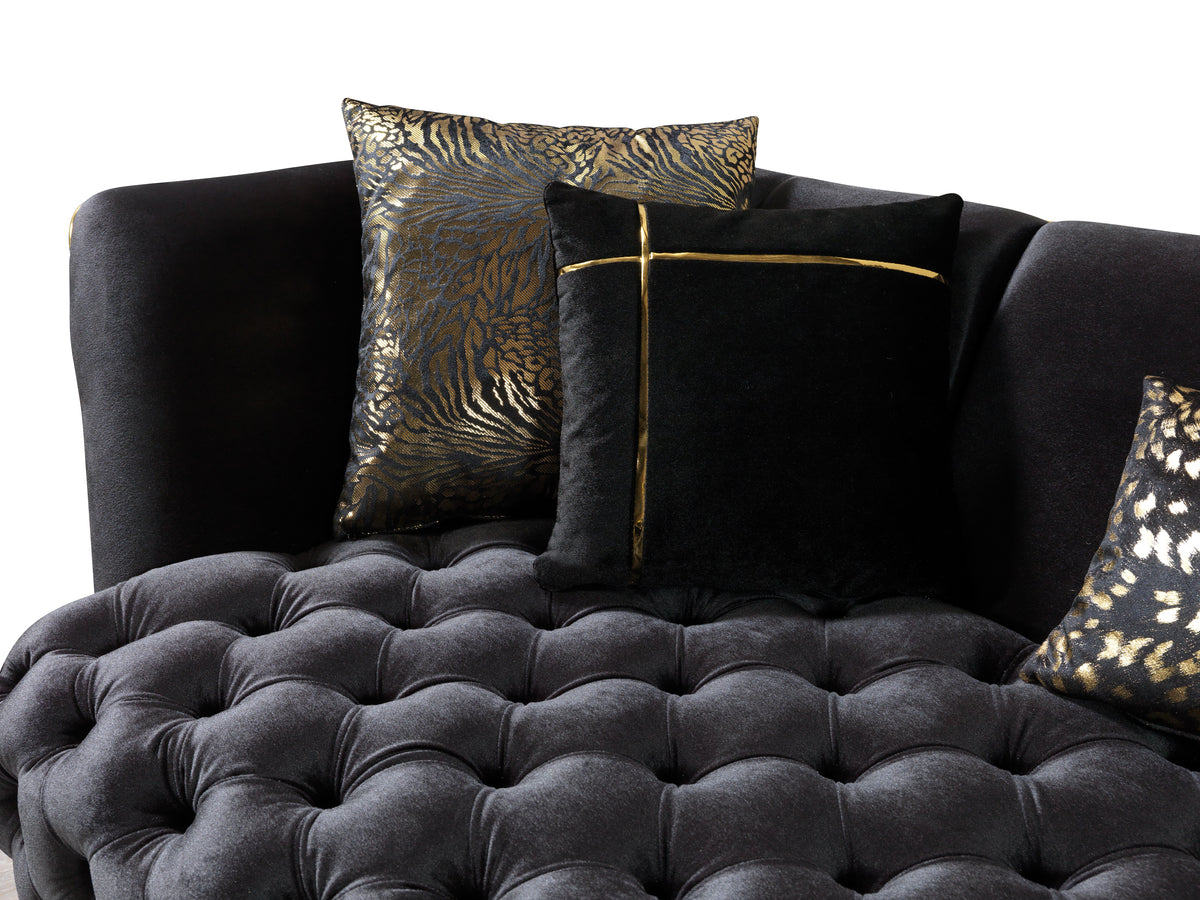 Daphne Black Velvet Living Room Set