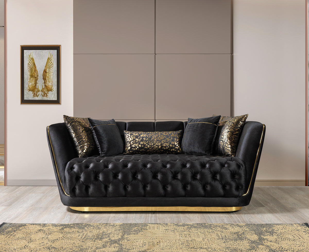 Daphne Black Velvet Living Room Set