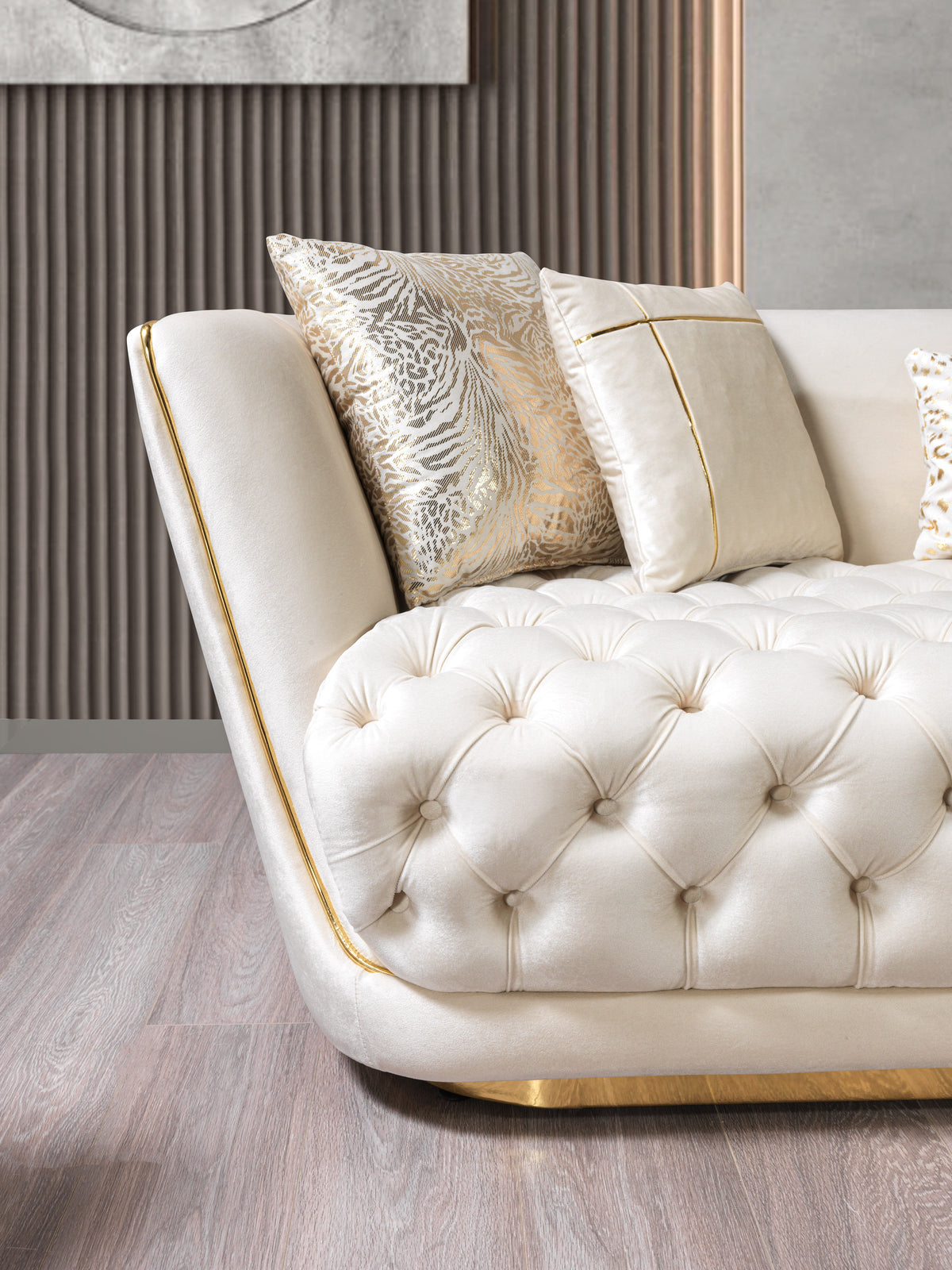Daphne Ivory Velvet Living Room Set