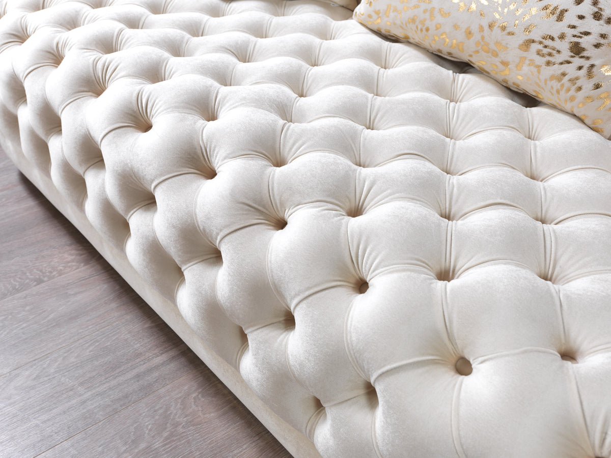 Daphne Ivory Velvet Living Room Set