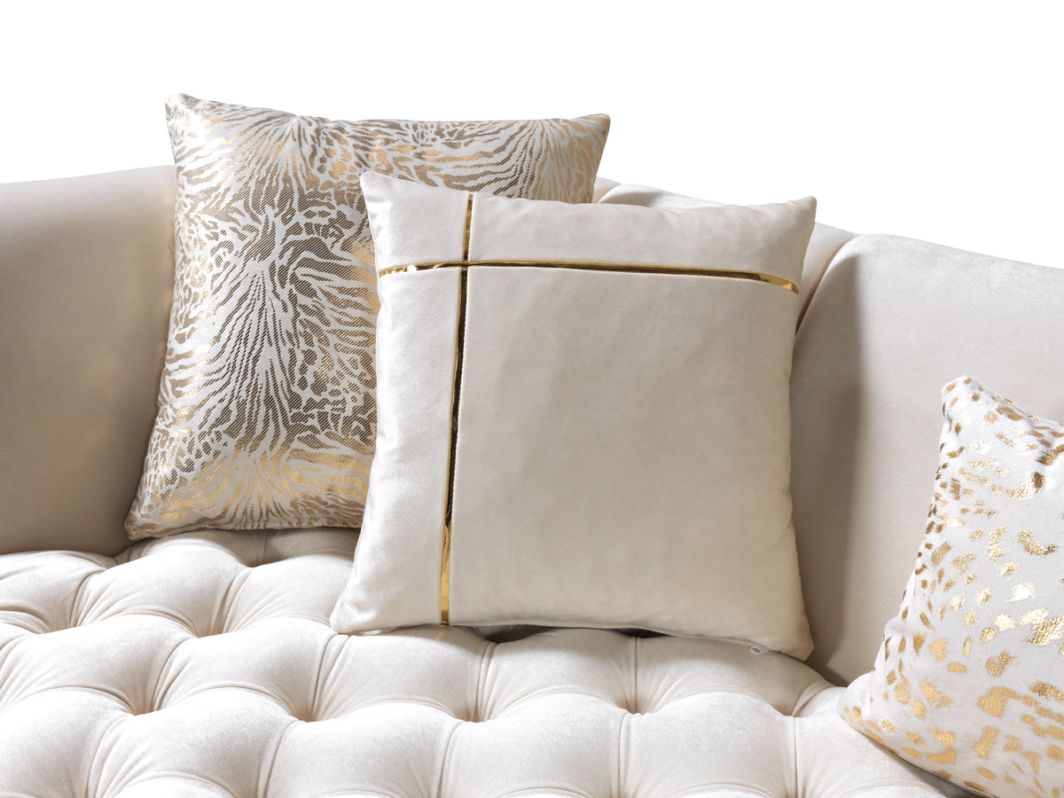 Daphne Ivory Velvet Living Room Set
