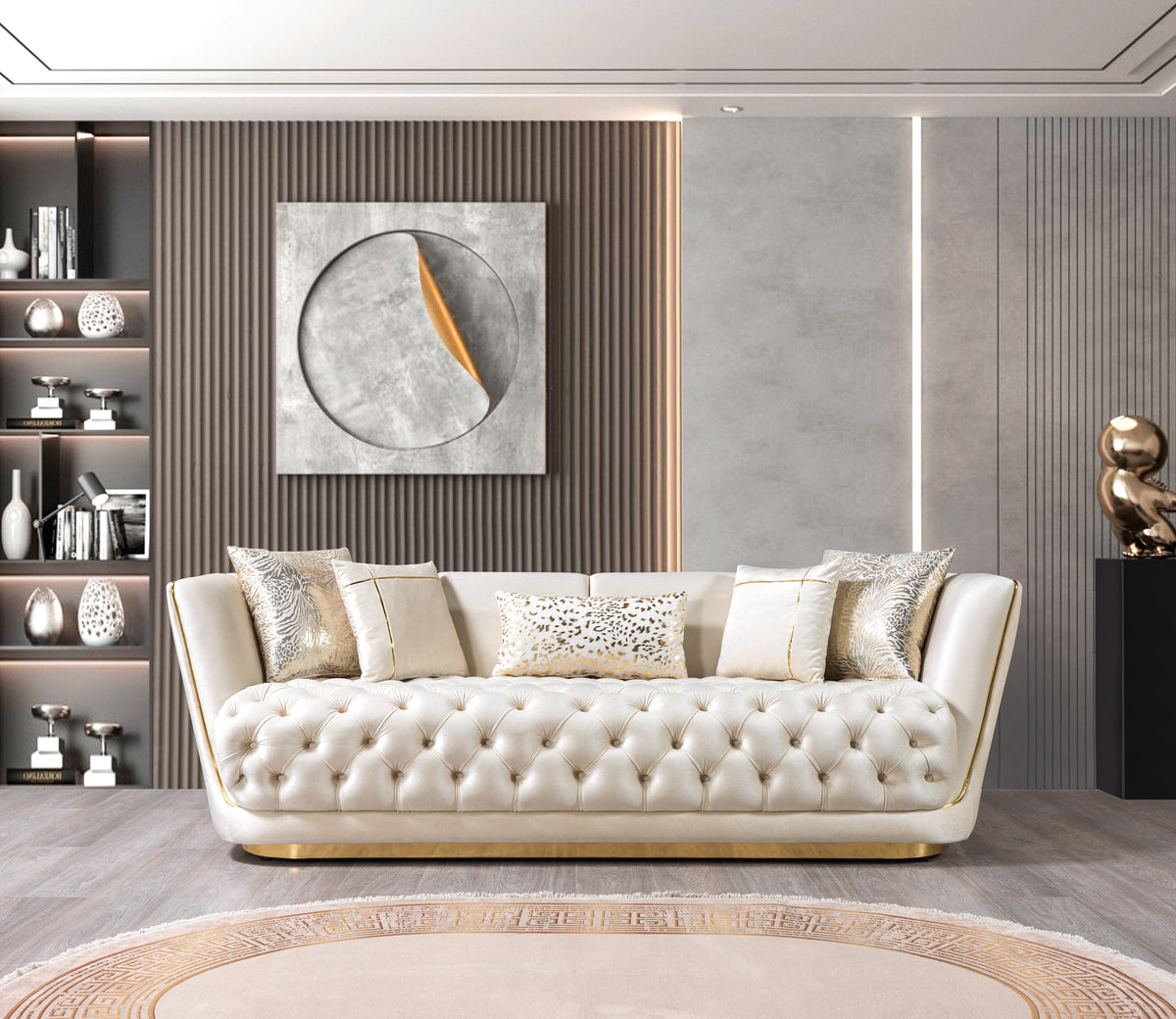 Daphne Ivory Velvet Living Room Set