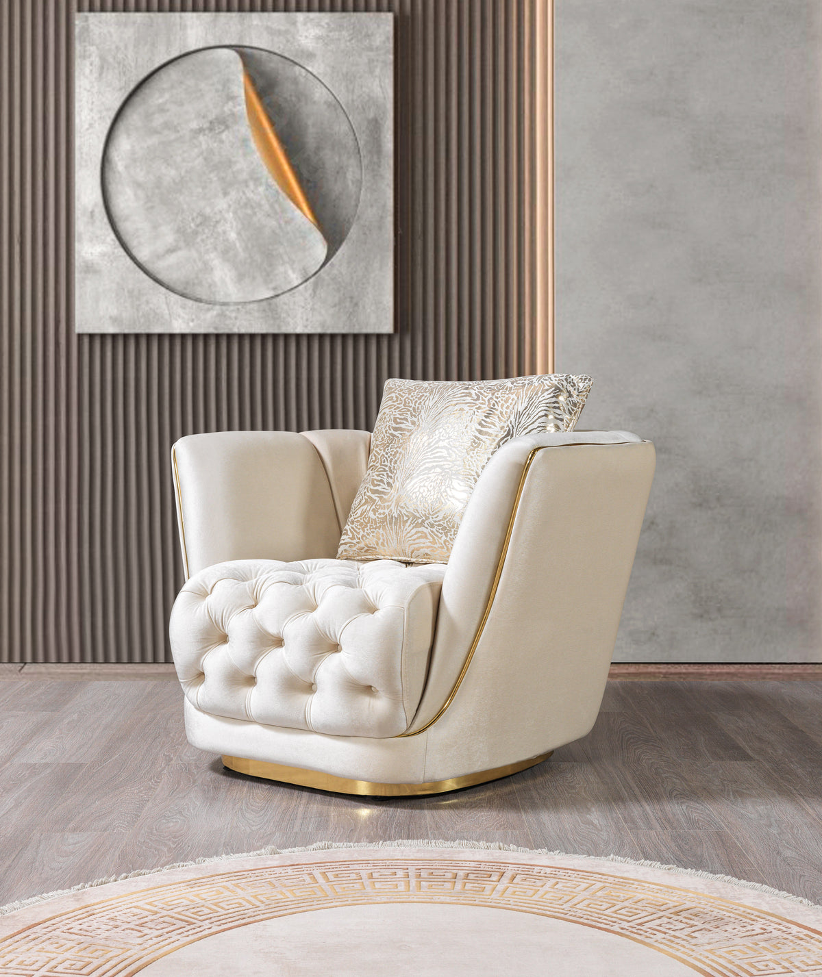 Daphne Ivory Velvet Living Room Set
