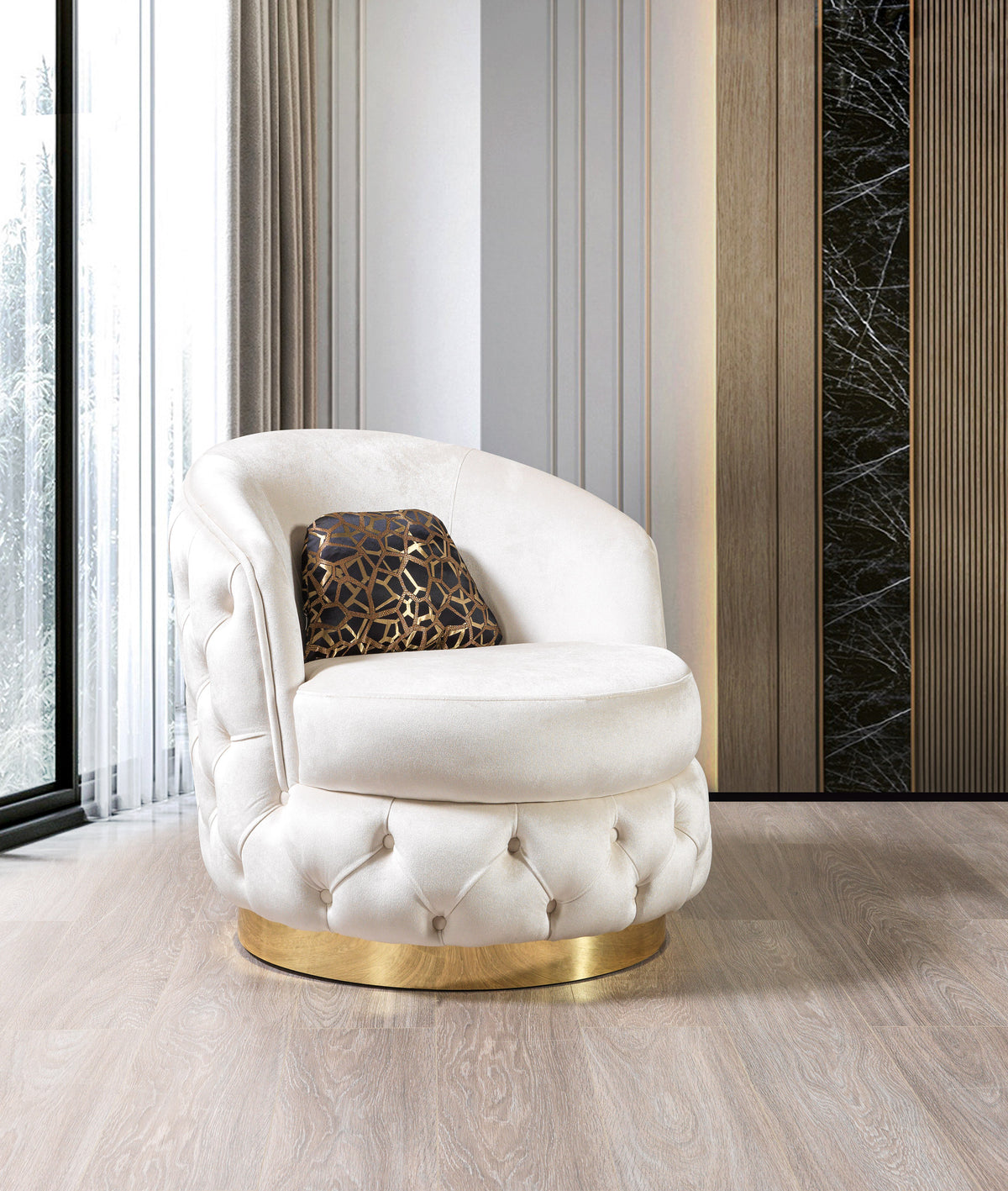 Lupino Ivory Velvet Living Room Set