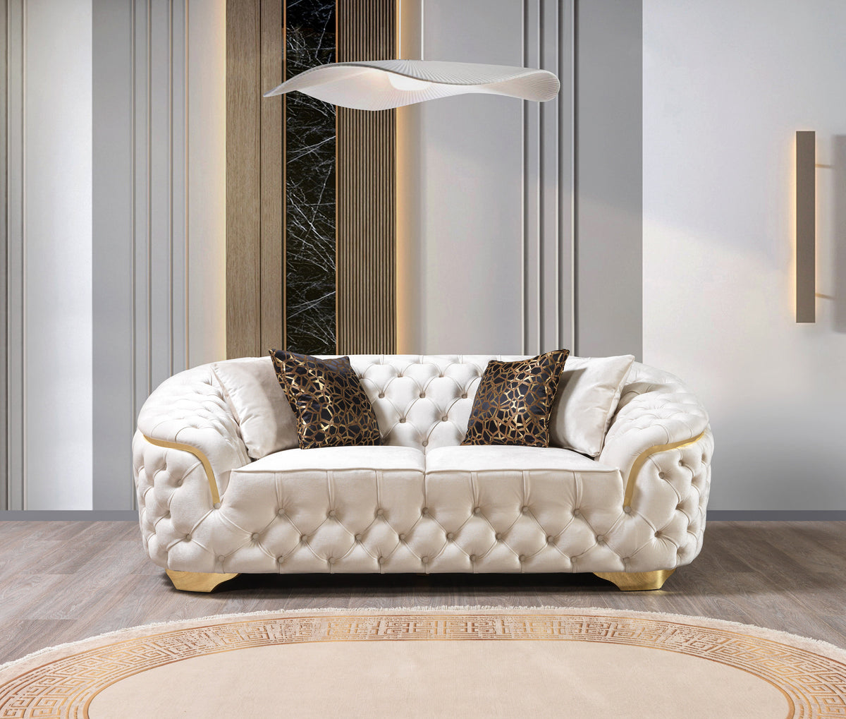 Lupino Ivory Velvet Living Room Set