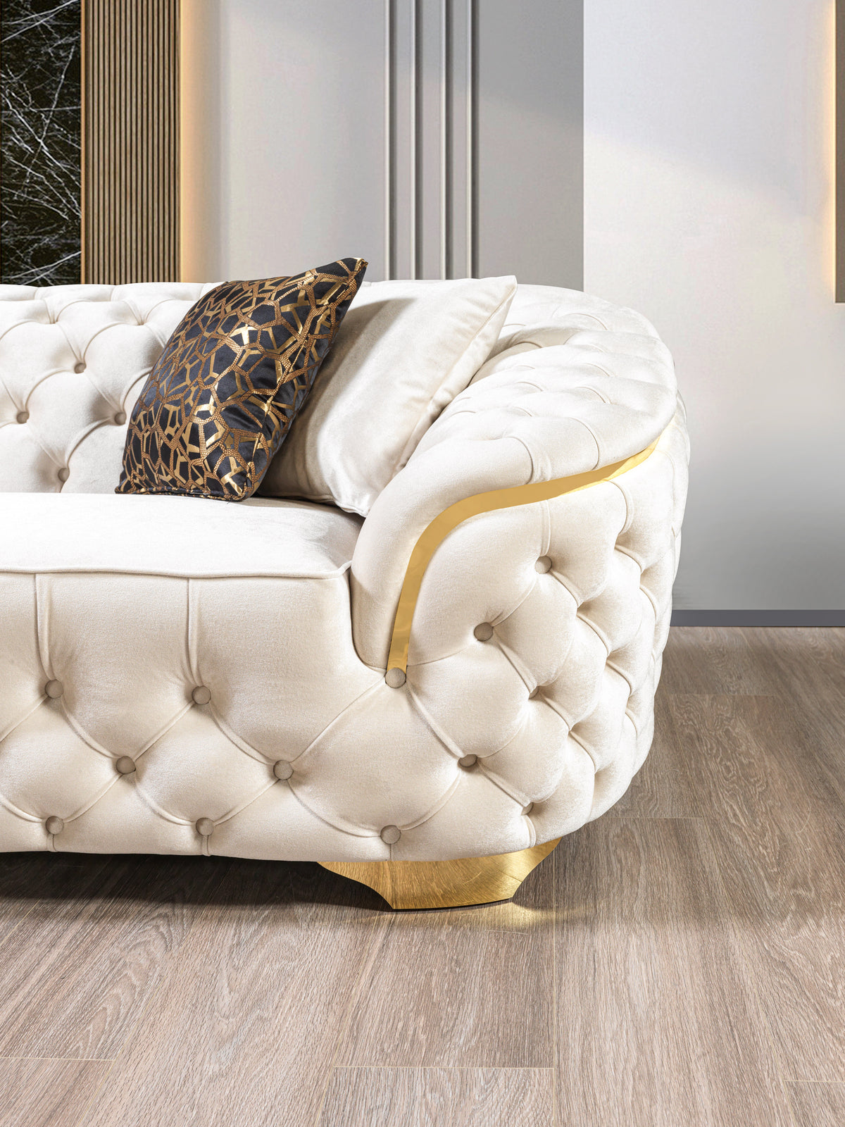 Lupino Ivory Velvet Living Room Set