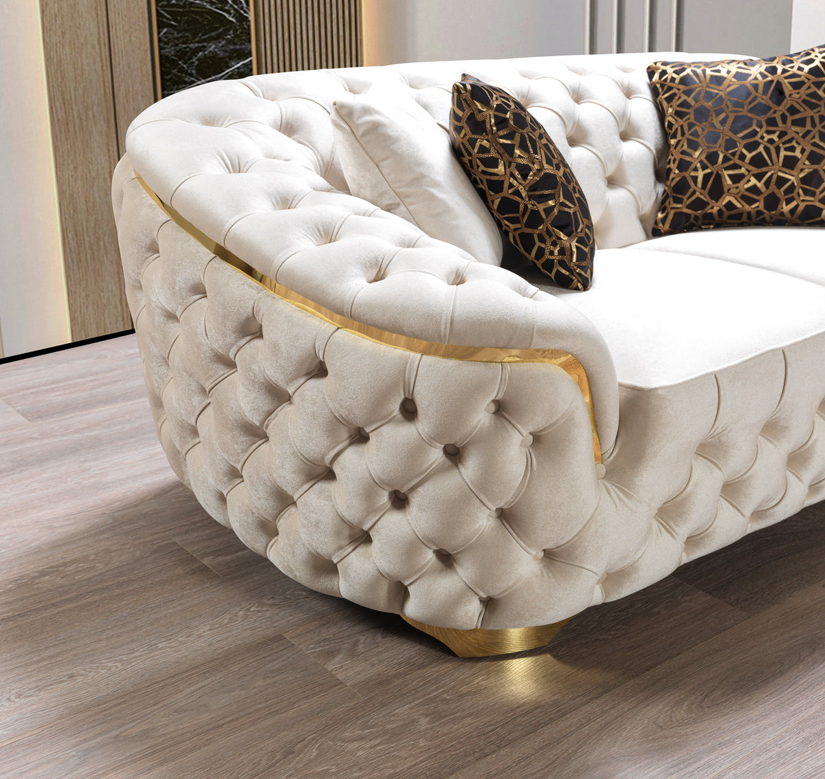 Lupino Ivory Velvet Living Room Set