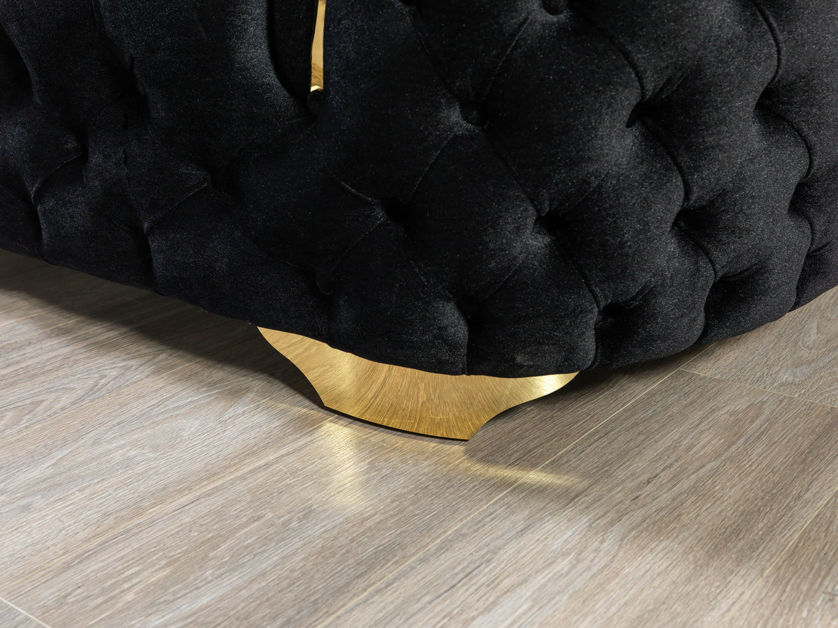 Lupino Black Velvet Living Room Set