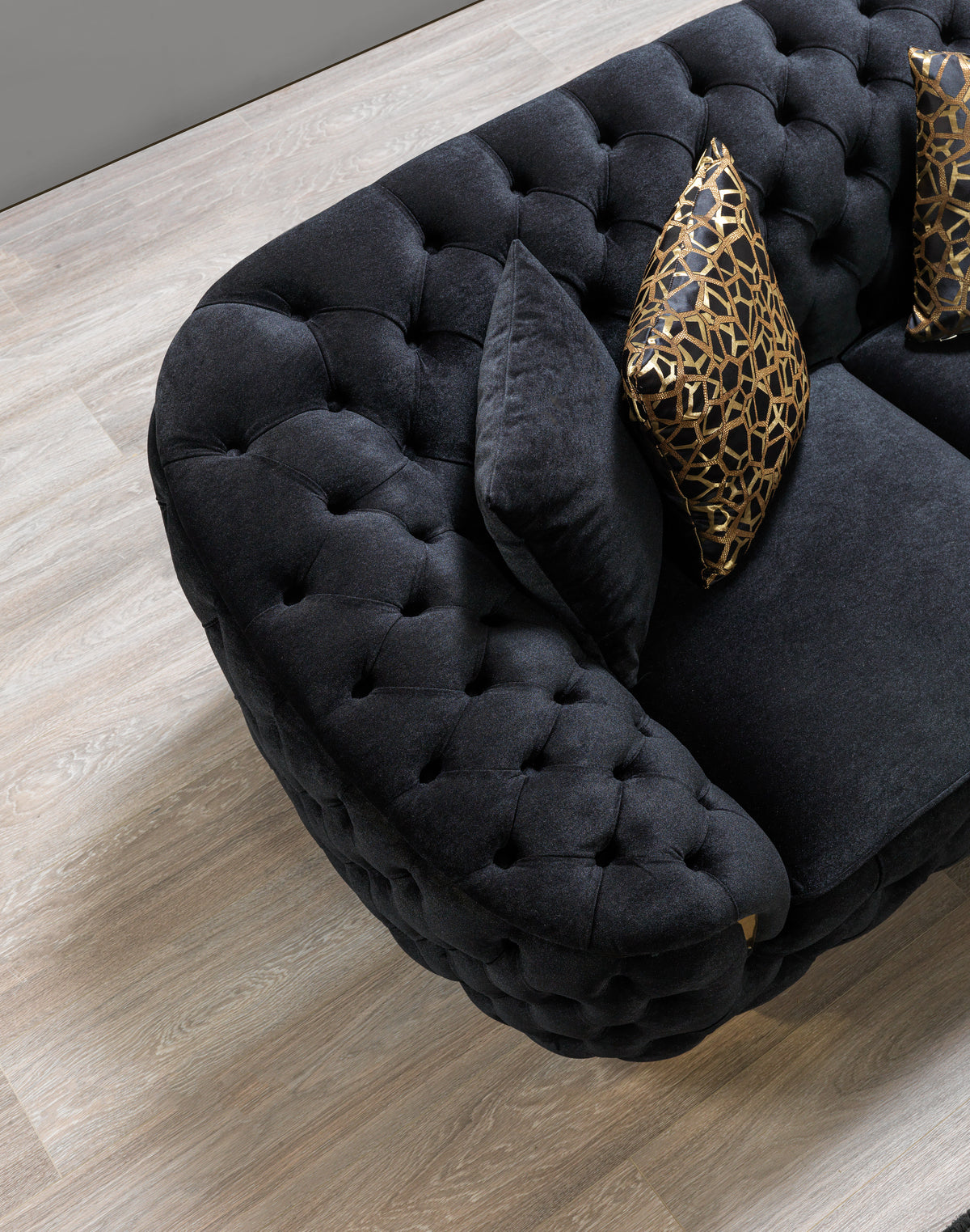 Lupino Black Velvet Living Room Set