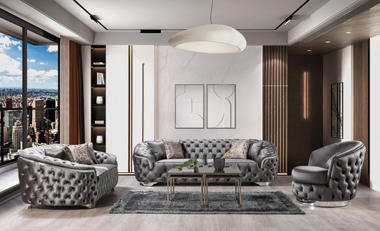 Lupino Gray Velvet Living Room Set