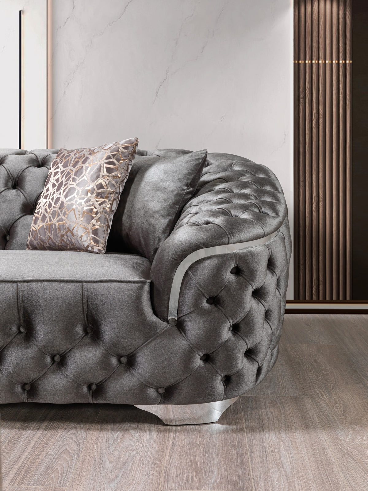 Lupino Gray Velvet Living Room Set