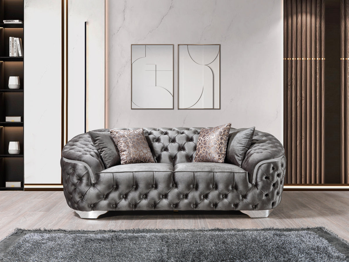 Lupino Gray Velvet Living Room Set