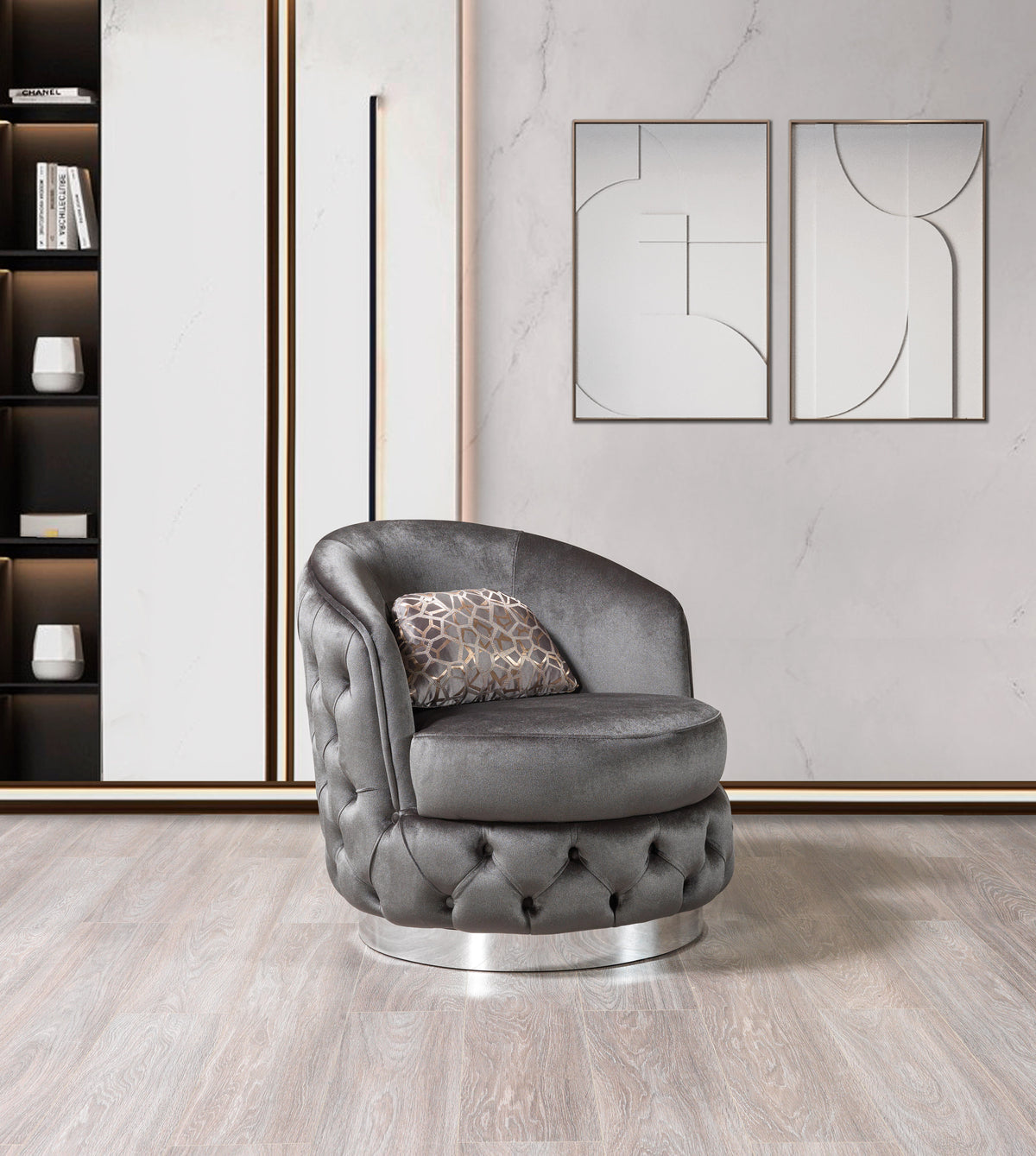 Lupino Gray Velvet Living Room Set