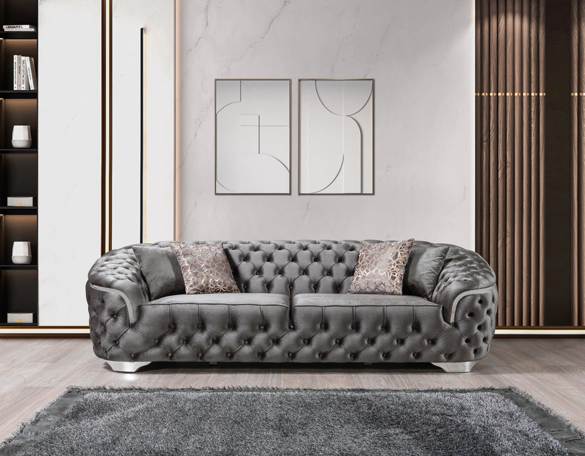 Lupino Gray Velvet Living Room Set